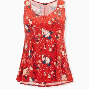Torrid red/floral fit & flare tank sz 0 (12/L)